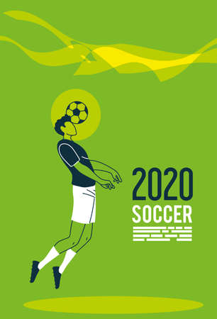 Player man with ball design, Soccer 2020 football sport hobby competition and game theme Vector illustrationのイラスト素材