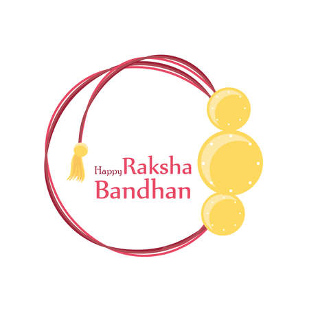 Raksha bandhan yellow spheres wristband detailed style icon design, Indian and holiday theme Vector illustrationのイラスト素材