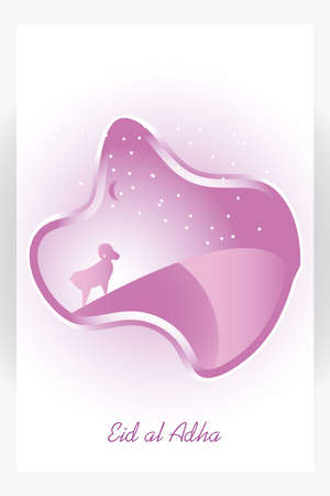 sheep with moon detailed style icon design, Eid al adha islamic festival theme Vector illustrationのイラスト素材