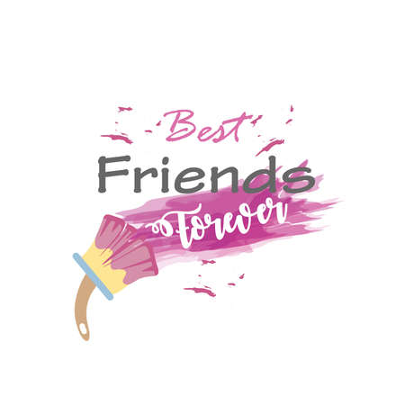 best friends forever with paint brush detailed style icon design of friendship love and support theme Vector illustrationのイラスト素材