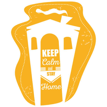 stay at home campaign with house roof window vector illustration designのイラスト素材