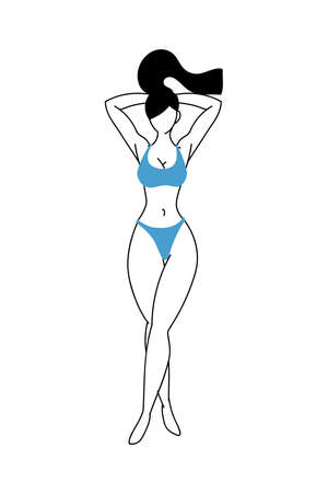 young woman with swimsuit in summer vector illustration designのイラスト素材