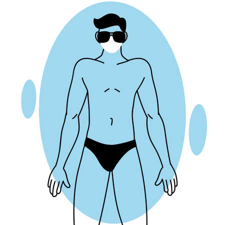 man with mask and in swimsuit in summerのイラスト素材
