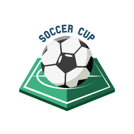 Ball on field detailed style icon design, Soccer football club cup league challenge and sport theme Vector illustrationのイラスト素材