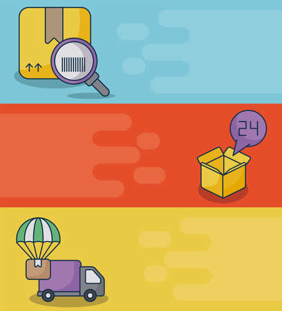 poster with icons of merchandise delivery vector illustration designのイラスト素材