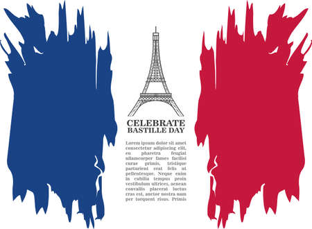banner or poster for the French national day, label celebrate bastille day vector illustration designのイラスト素材