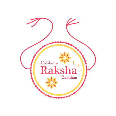 Raksha bandhan yellow circle wristband detailed style icon design, Indian and holiday theme Vector illustrationのイラスト素材