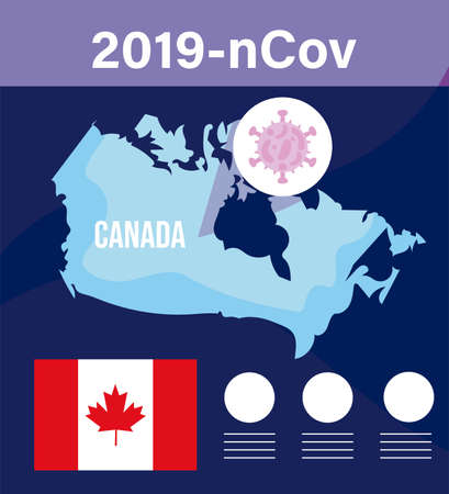 canada map with 2019 ncov infographic vector illustration designのイラスト素材