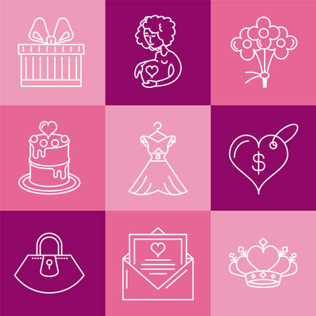 set of icons mother day, line style icon vector illustration designのイラスト素材