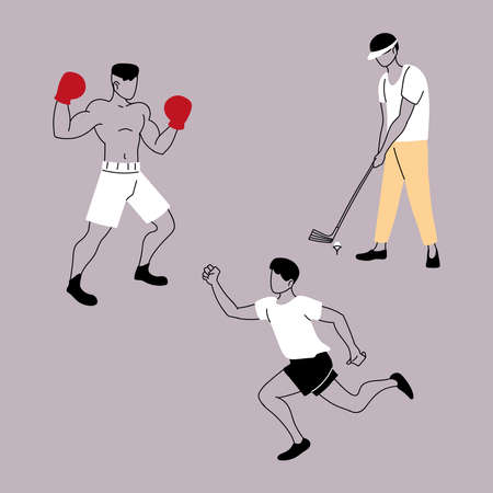 group of people in sports activities vector illustration designのイラスト素材