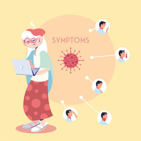infographic showing incubation and symptoms with icons and infected person vector illustration designのイラスト素材