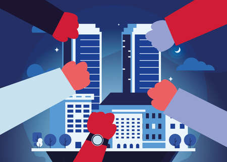 people united in the city vector ilustration designのイラスト素材