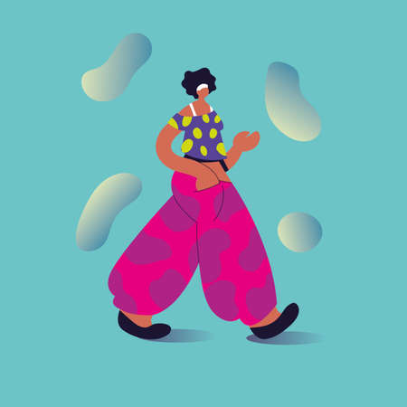 beautiful woman wears fashionable clothes vector illustration designのイラスト素材