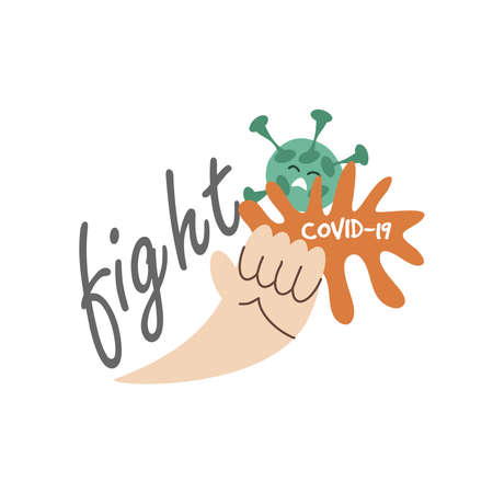 fight covid 19, prevention and protection of the coronavirus or covid 19 vector illustration designのイラスト素材