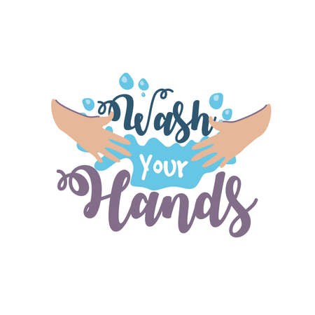 wash your hands, hands wash with soap vector illustration designのイラスト素材