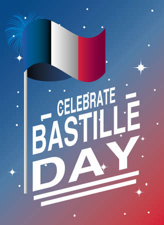 banner or poster for the French national day, label celebrate bastille day vector illustration designのイラスト素材