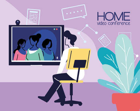 people communicating by video call vector illustration designのイラスト素材