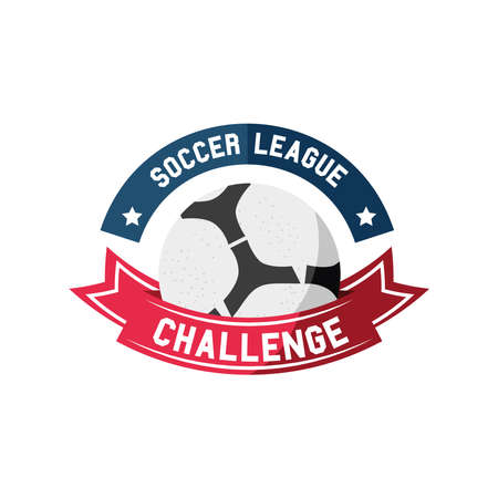Ball with ribbon detailed style icon design, Soccer football club cup league challenge and sport theme Vector illustrationのイラスト素材