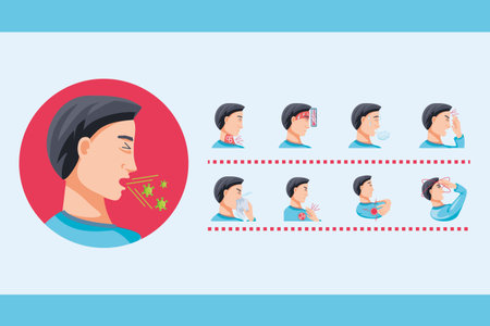 set of icons with symptoms of coronavirus vector illustration design