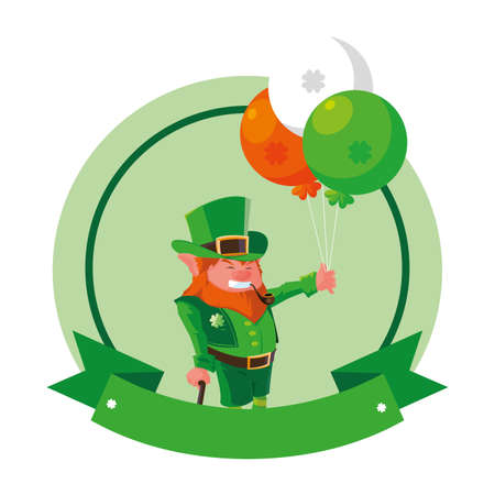 leprechaun with helium balloon on white background vector illustration designのイラスト素材
