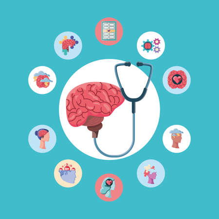 set of icons mental health vector illustration designのイラスト素材