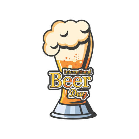 International beer day with glass detailed style icon design, Festival pub alcohol bar and drink theme Vector illustrationのイラスト素材