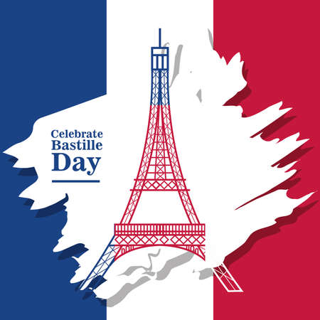 banner or poster for the French national day, label celebrate bastille day vector illustration designのイラスト素材