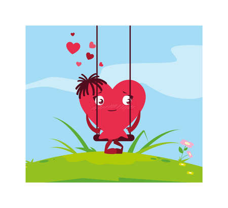 heart red with hands, card valentines day vector illustration designのイラスト素材