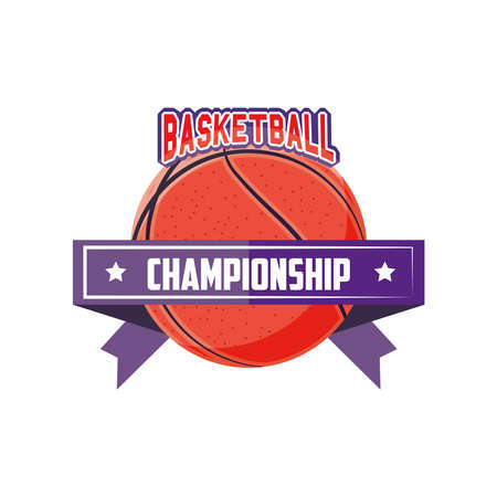 Ball with ribbon detailed style icon design, Basketball sport hobby competition and game theme Vector illustrationのイラスト素材