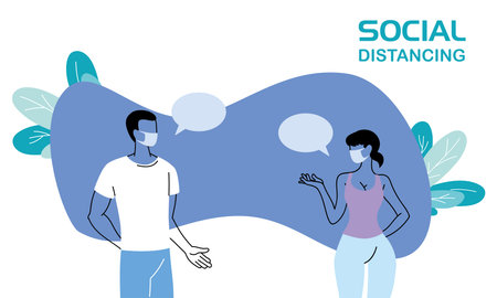 couple speaking on bubble messages vector illustration design