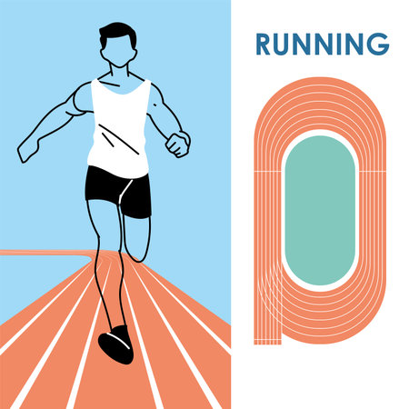 man avatar running and track design, Marathon athlete training and fitness theme Vector illustration