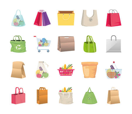 set of icons shopping bags on white background vector illustration designのイラスト素材