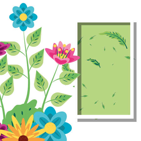 frame rectangle with flowers decoration vector illustration designのイラスト素材