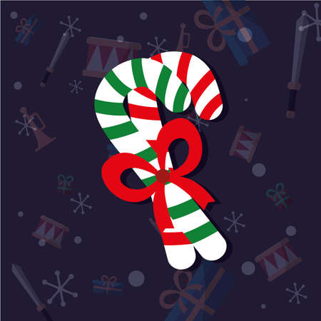 Candies with bowtie design, Merry chritmas winter season decoration card invitation celebration and holiday theme Vector illustrationのイラスト素材