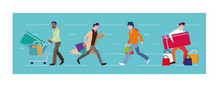 men shopping design, Commerce market store retail paying and buying theme Vector illustrationのイラスト素材