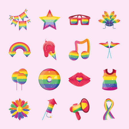 set of icons gay pride vector illustration designのイラスト素材