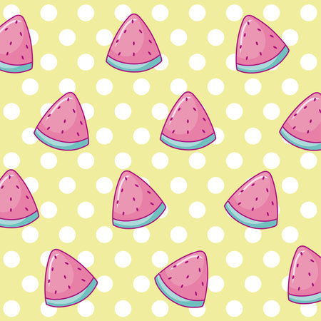 kawaii watermelons background, colorful design, vector illustration