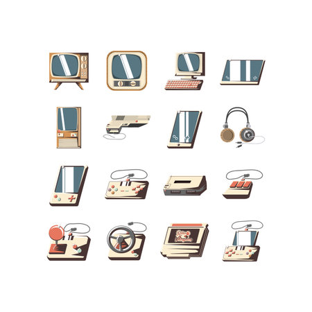 Icon set design, Videogame play leisure gaming technology entertainment obsession digital and...