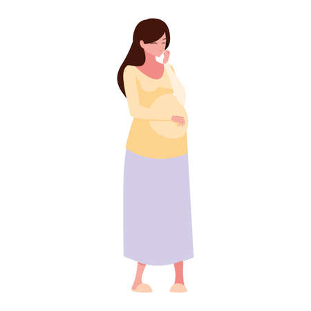 Pregnant woman design, Mother family love pregnancy maternity expecting and motherhood theme Vector illustrationのイラスト素材
