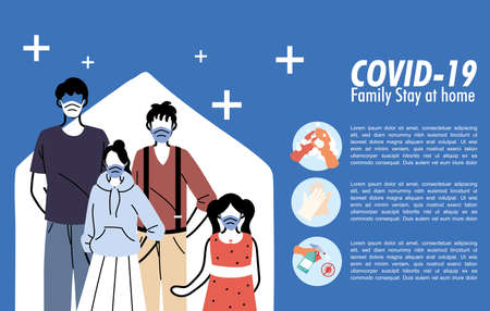 family hygiene at home by viruses vector illustration desingのイラスト素材