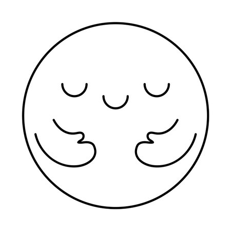 Happy emoji hugging line style icon design, Cartoon expression emoticon and social media theme Vector illustrationのイラスト素材