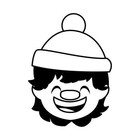 silhouette of head of boy with hat vector illustration designのイラスト素材