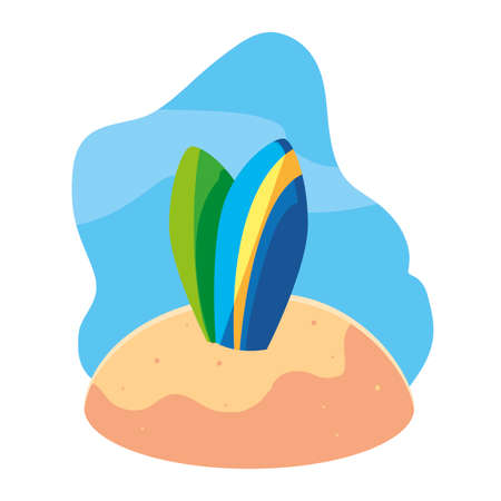 summer sand beach with surfboards vector illustration designのイラスト素材