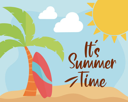 summer time with beach elements vector illustration design