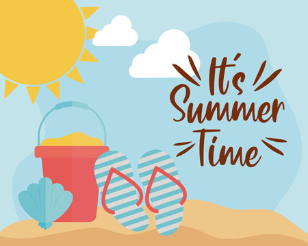 summer time with beach elements vector illustration design