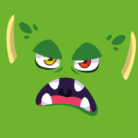 Monster cartoon design, Creature face emoticon caricature halloween character and mutant theme Vector illustrationのイラスト素材