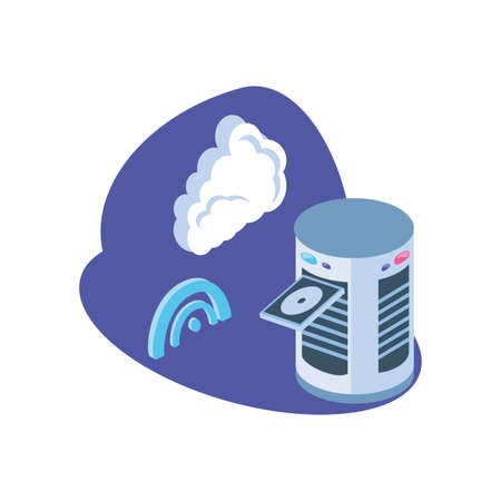 server equipment with with cloud information vector illustration designのイラスト素材
