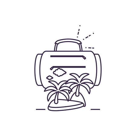 island beach with suitcase isolated icon vector illustration designのイラスト素材