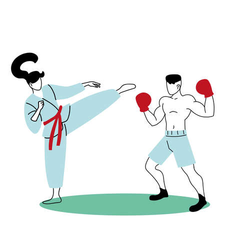 young couple playing sports games in the park vector illustration desingのイラスト素材