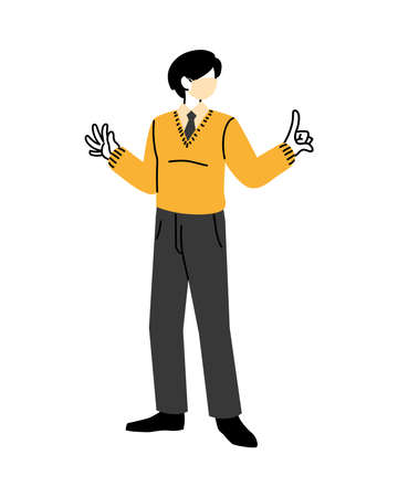 male secretary worker with face mask during pandemic vector illustration designのイラスト素材